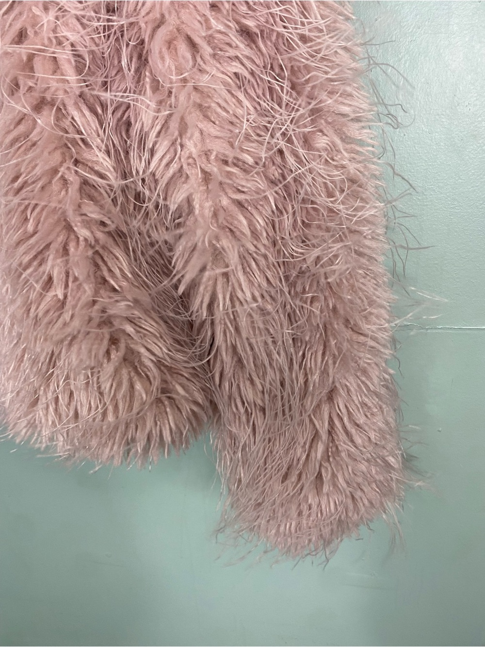 Free People Moonlight Faux Fur Jacket Shaggy Dusty Pink Large - Picture 5 of 8